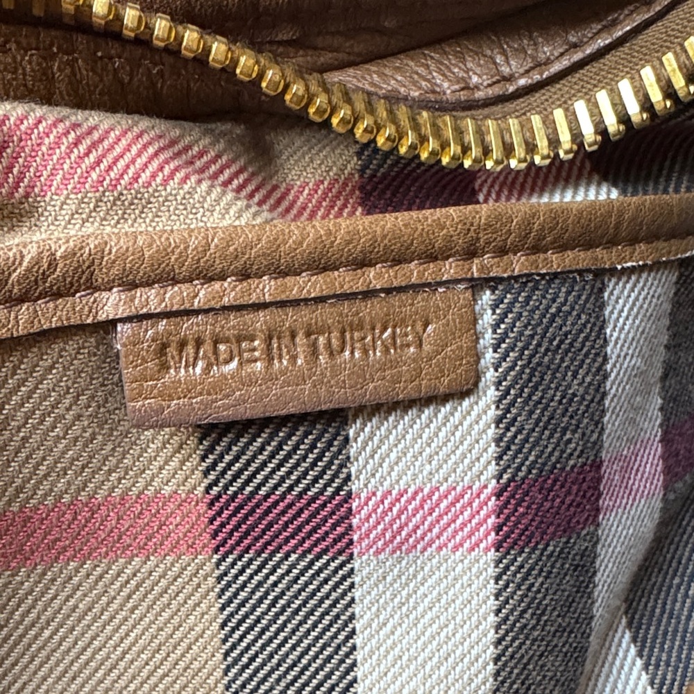 Burberry Brown Leather Shoulder Hobo with Gold Hardware EUC plaid interior - Picture 10 of 16